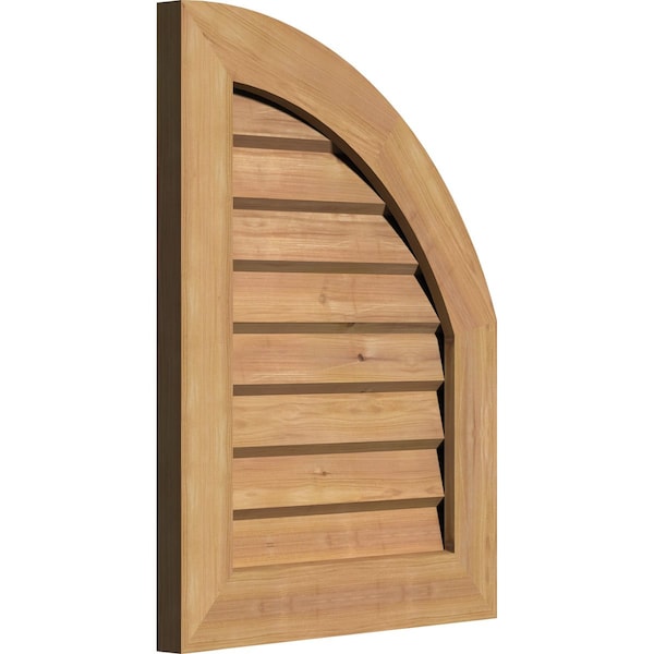 Quarter Round Top Right Western Red Cedar Gable Vent W/Decorative Face Frame, 08W X 14H